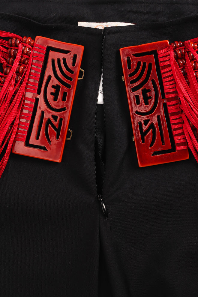 Vintage Chloé Ribbon Beaded Buckle Wool Pant front zipper/buckle close @ Recess LA