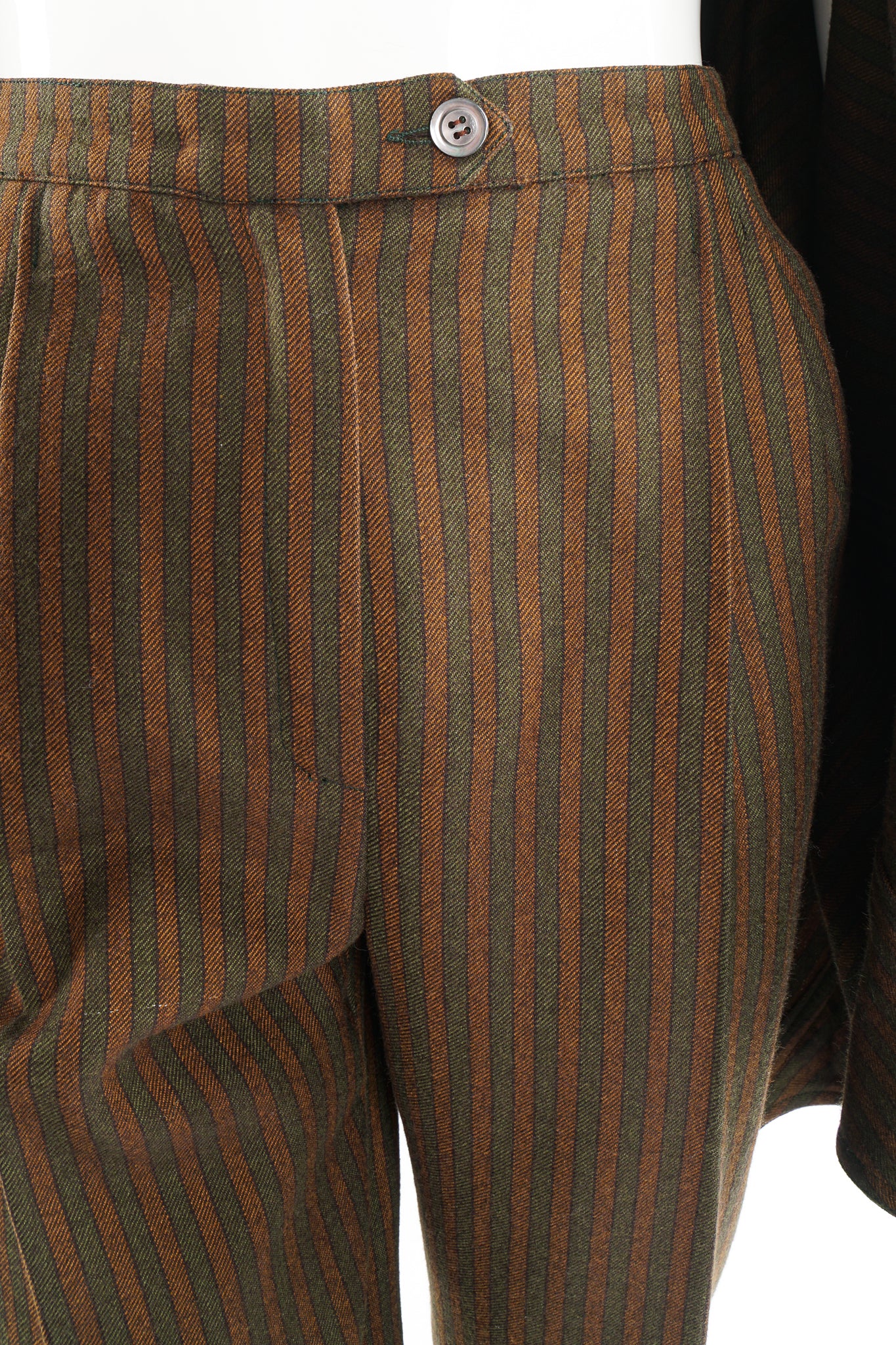 Vintage Chloe Tweed Stripe Sherlock Pant Set on Mannequin waist at Recess Los Angeles
