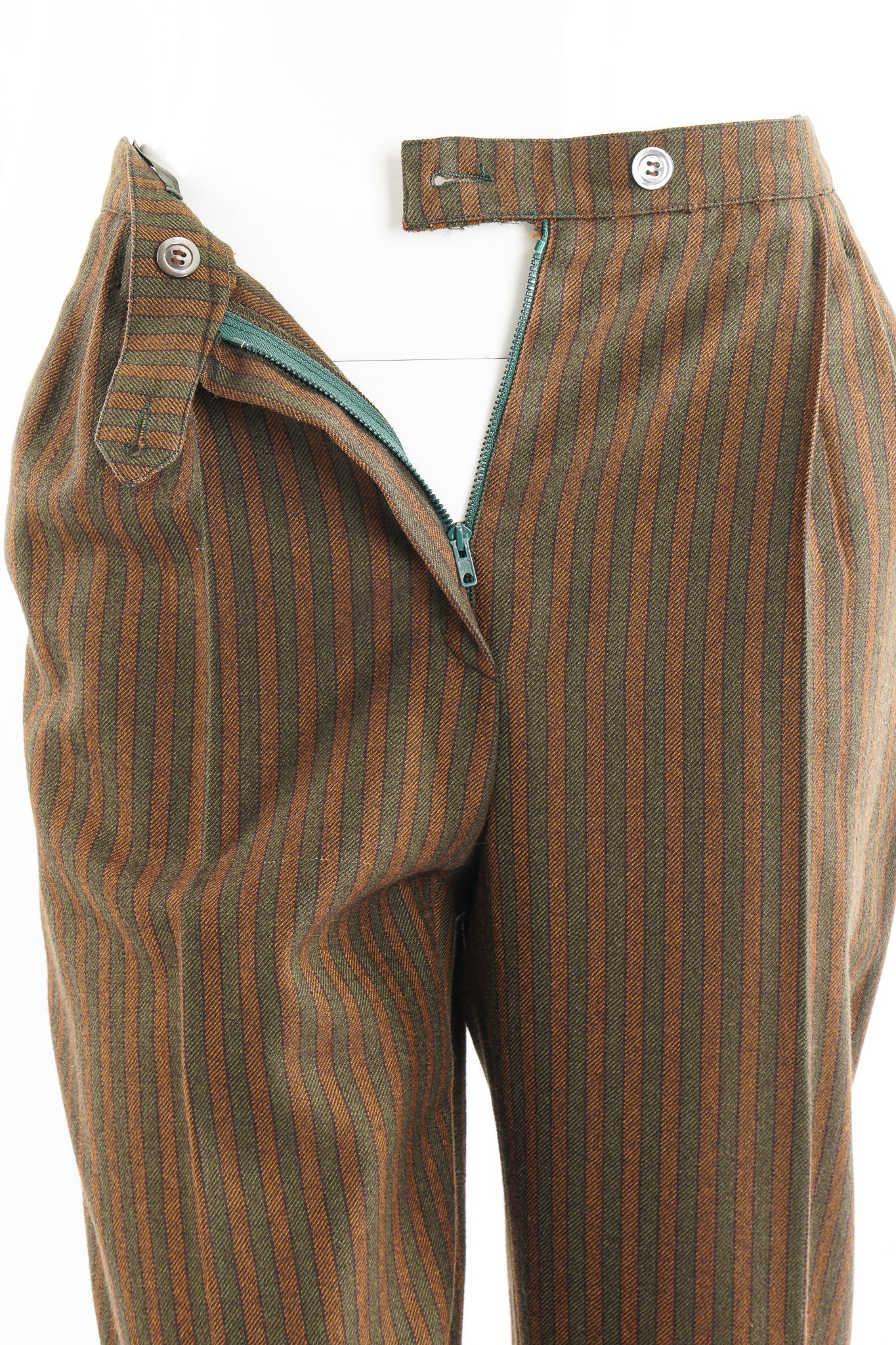 Vintage Chloe Tweed Stripe Sherlock Pant Set on Mannequin zip fly at Recess Los Angeles
