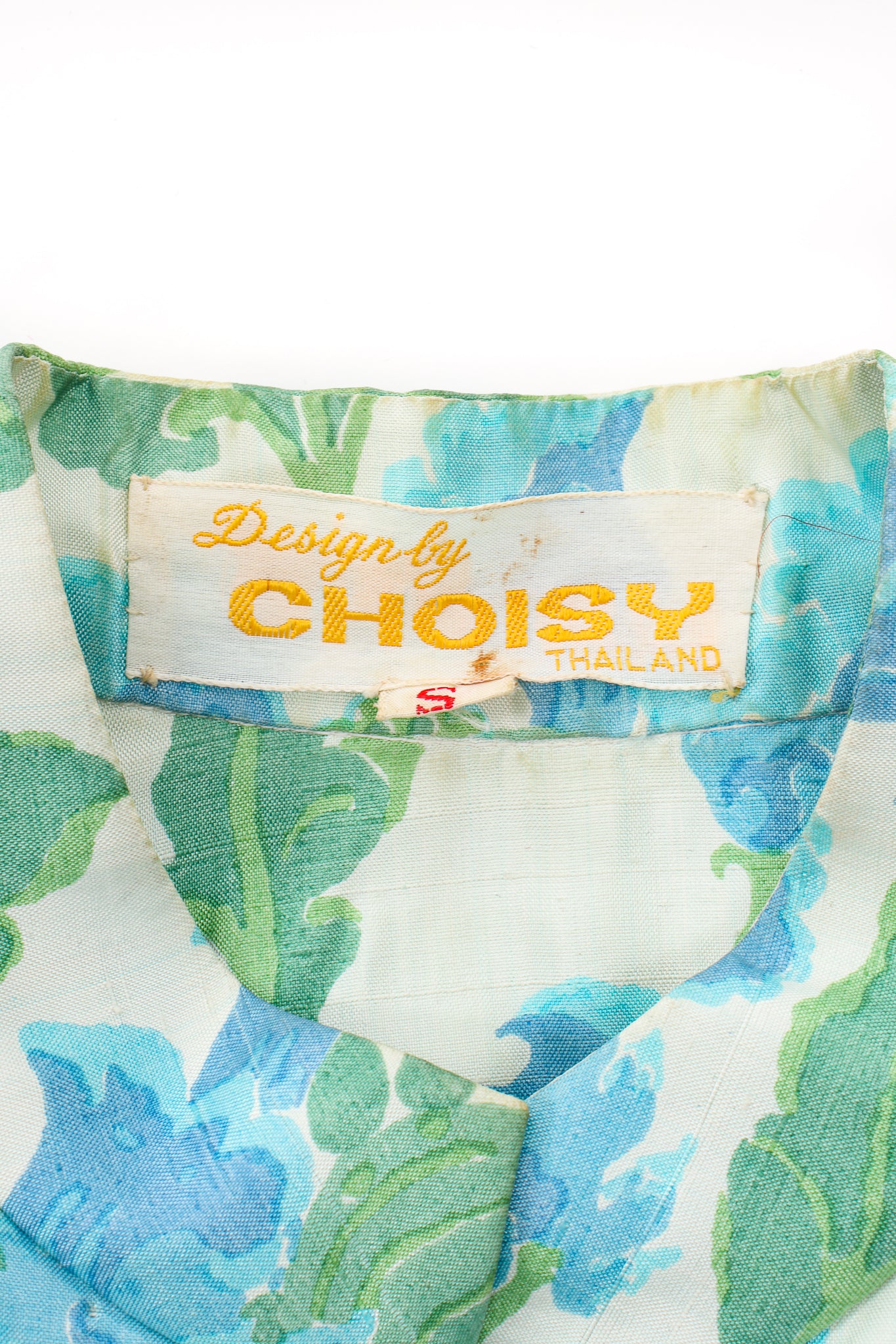 Vintage Choisy Floral Raw Silk Duster Coat label at Recess Los Angeles