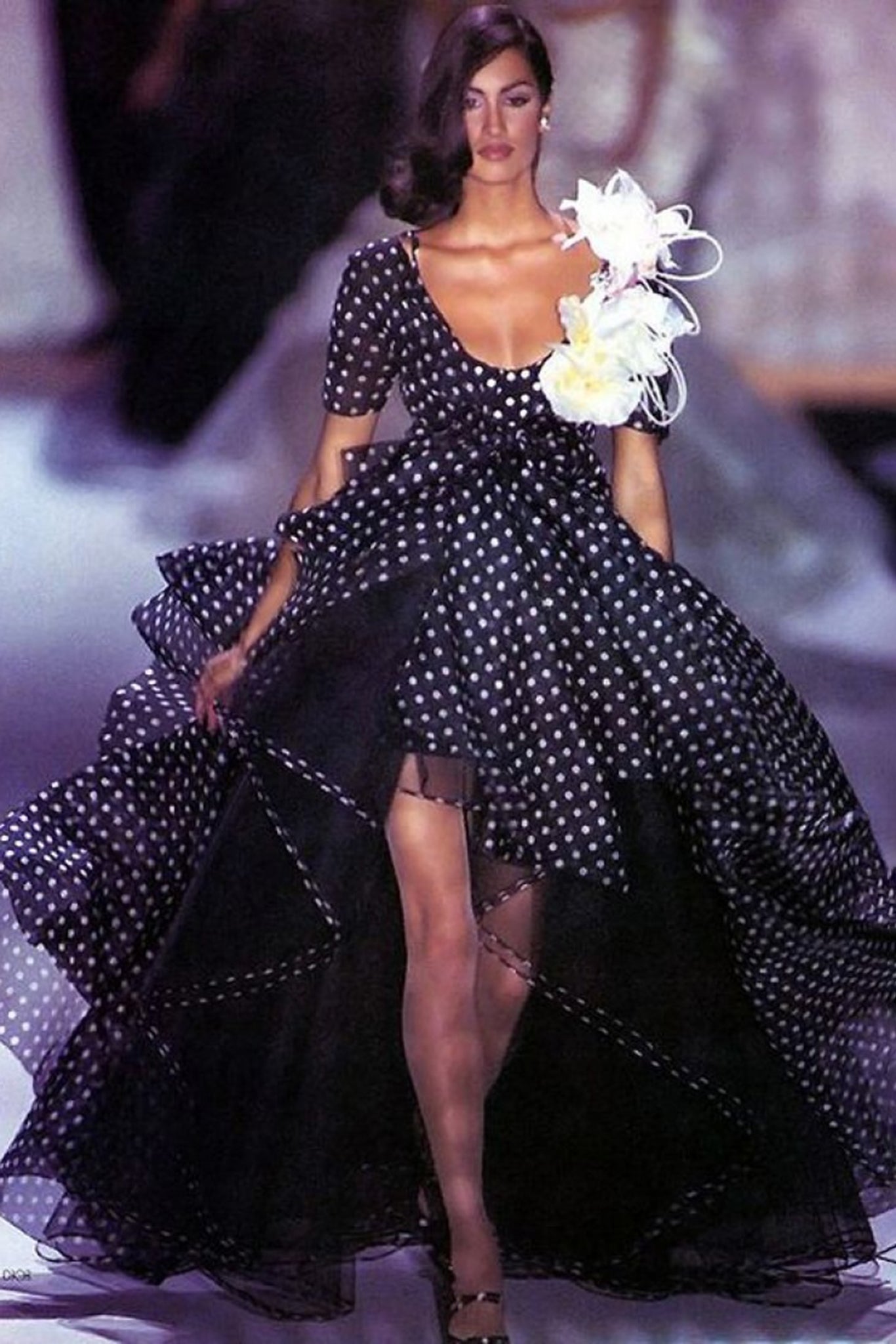 Vintage Christian Dior by Gianfranco Ferre Layered Organza Dot Skirt runway 1990s @ Recess LA