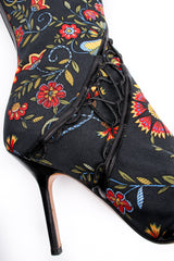 Vintage Christian Dior Floral Print Stiletto Boots lace detail at Recess Los Angeles