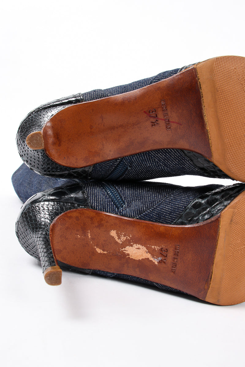 Vintage Christian Dior Indigo Snakeskin Denim Boots sole stamps at Recess Los Angeles
