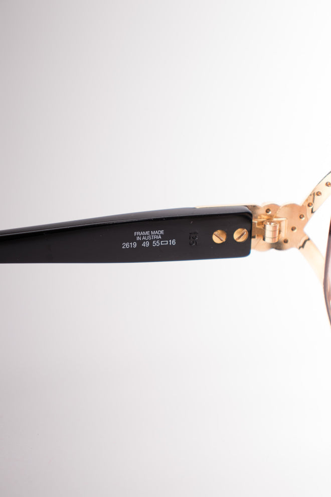 Christian Dior Rhinestone Aviator Pilot Sunglasses 2619 Graduated Amber Lenses