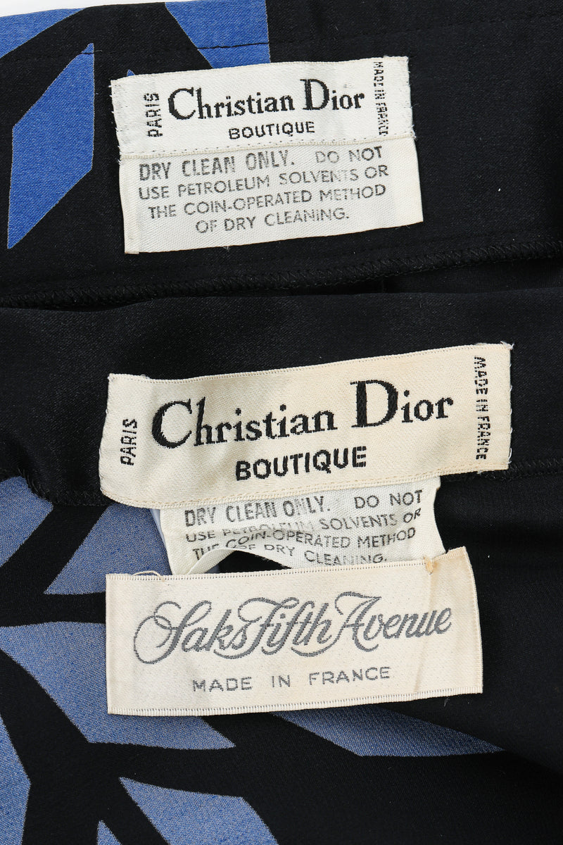Vintage Christian Dior Geo Wrap Top & Skirt Set labels at Recess Los Angeles