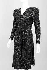 Vintage Christian Dior Sequin wrap Top & Skirt Set on Mannequin angle at Recess Los Angeles