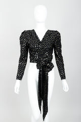 Vintage Christian Dior Sequin Wrap Top Set on Mannequin Front at Recess Los Angeles