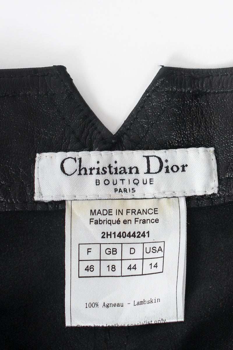Vintage Christian Dior Leather Tuxedo Lace Plaque Pant label at Recess Los Angeles