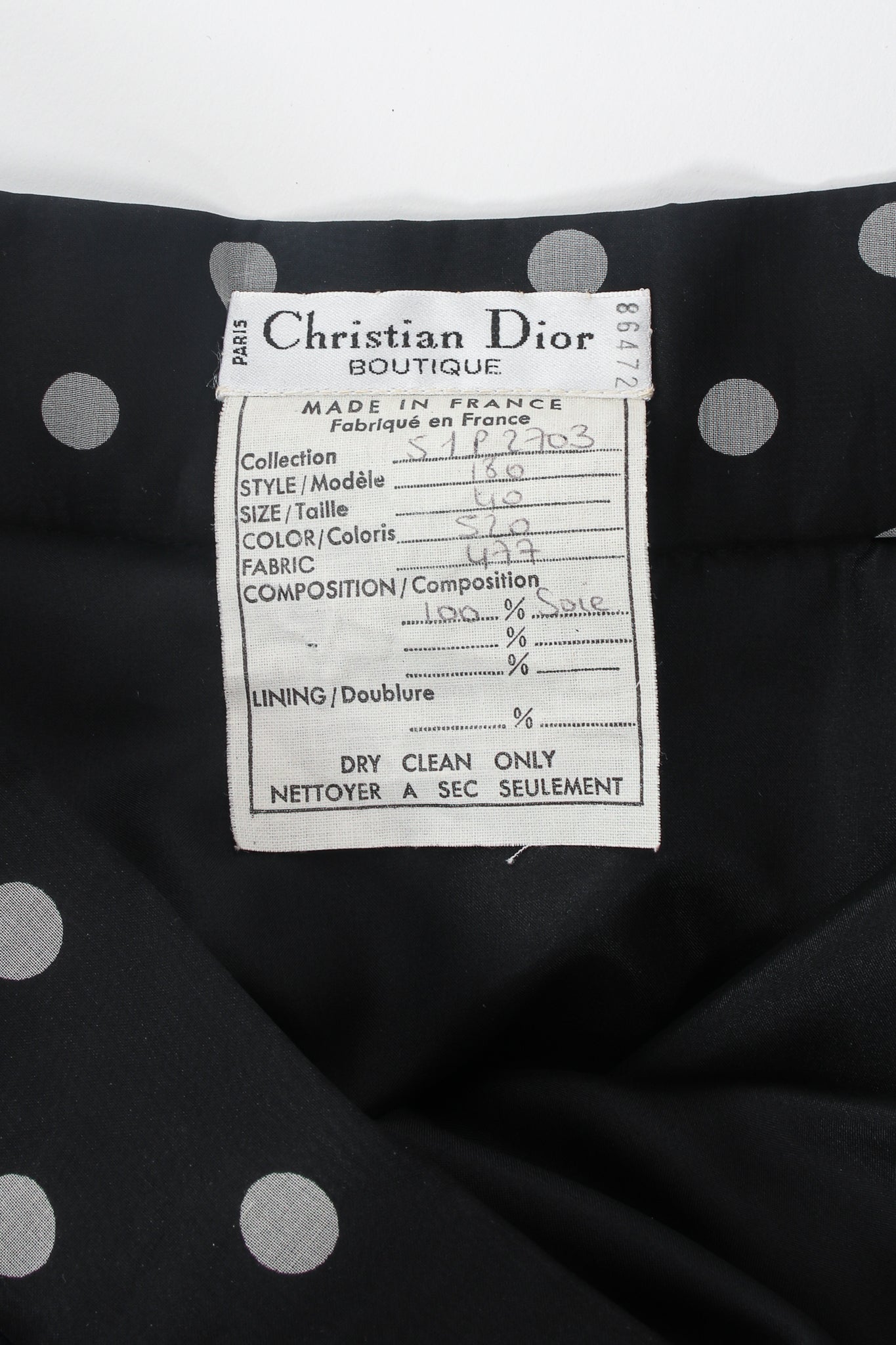 Vintage Christian Dior by Gianfranco Ferre Layered Organza Dot Skirt label @ Recess LA