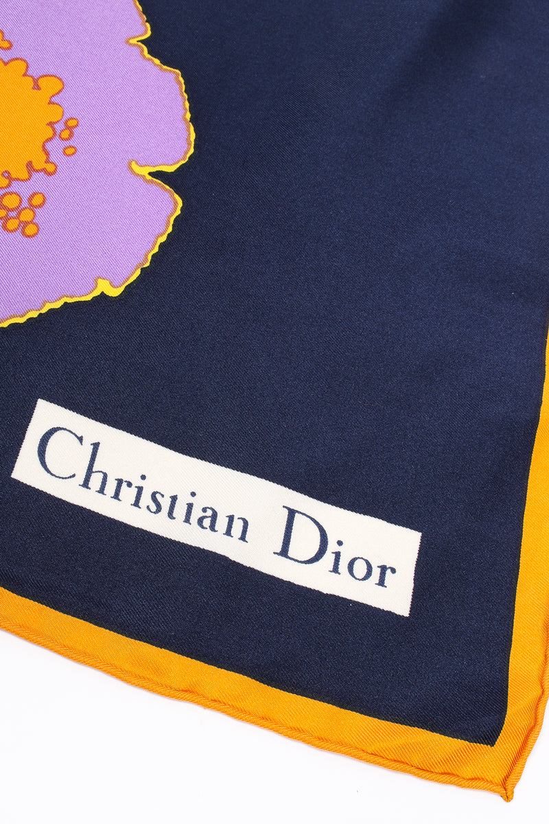 Vintage Christian Dior Poppy Art Silk Scarf signature at Recess Los Angeles