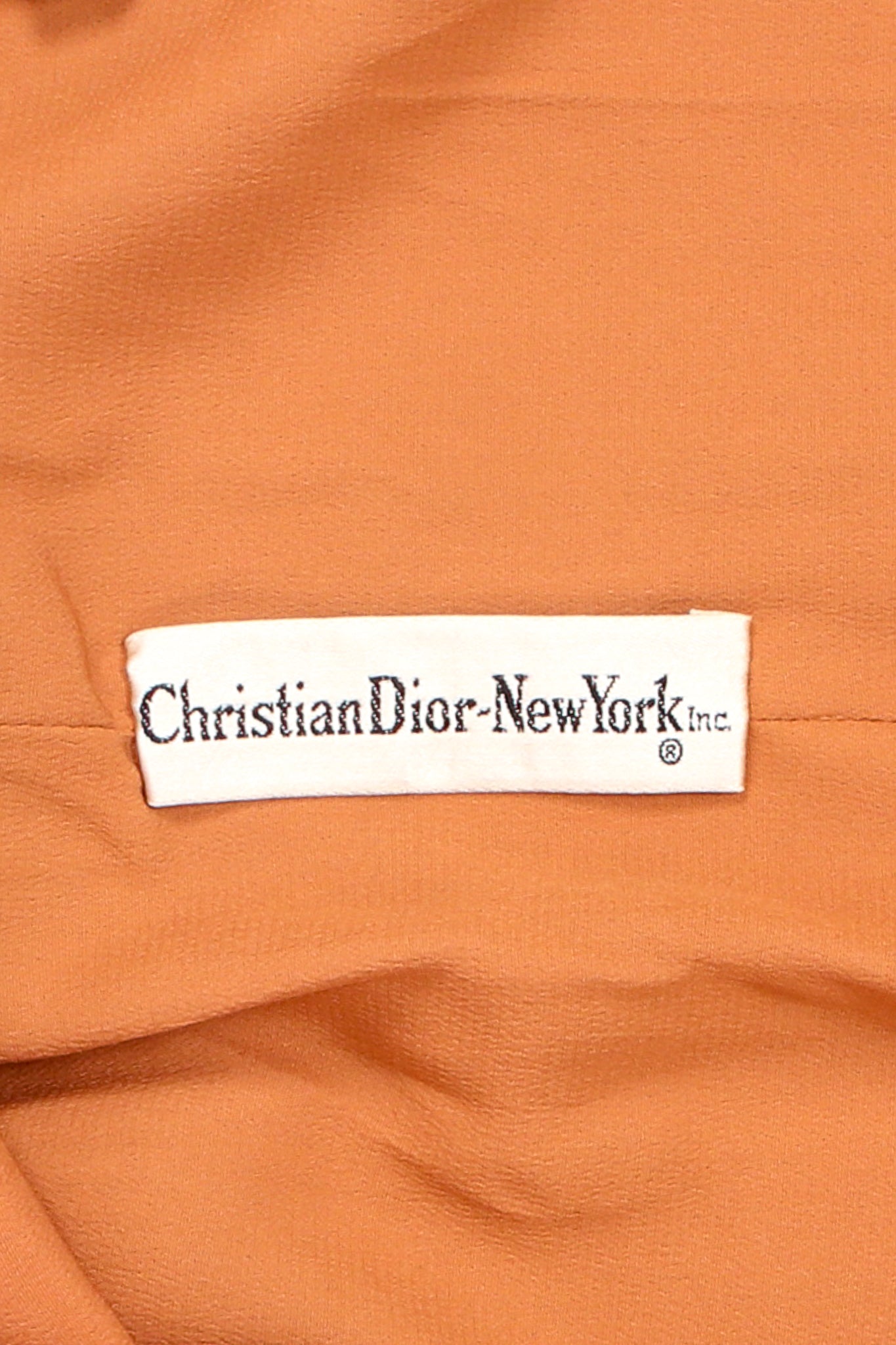 Vintage Christian Dior High Neck Silk Jersey Gown label at Recess Los Angeles