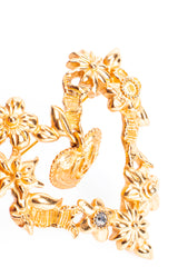 Vintage Christian Lacroix Floral Hearts of Gold Brooch dangle detail at Recess Los Angeles