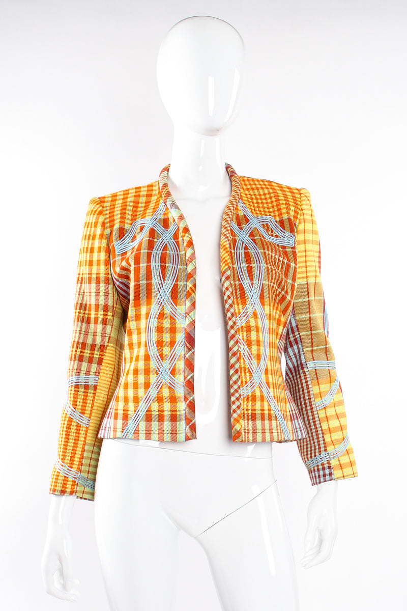 Vintage Christian Lacroix Madras Check Jacket on Mannequin open at Recess Los Angeles