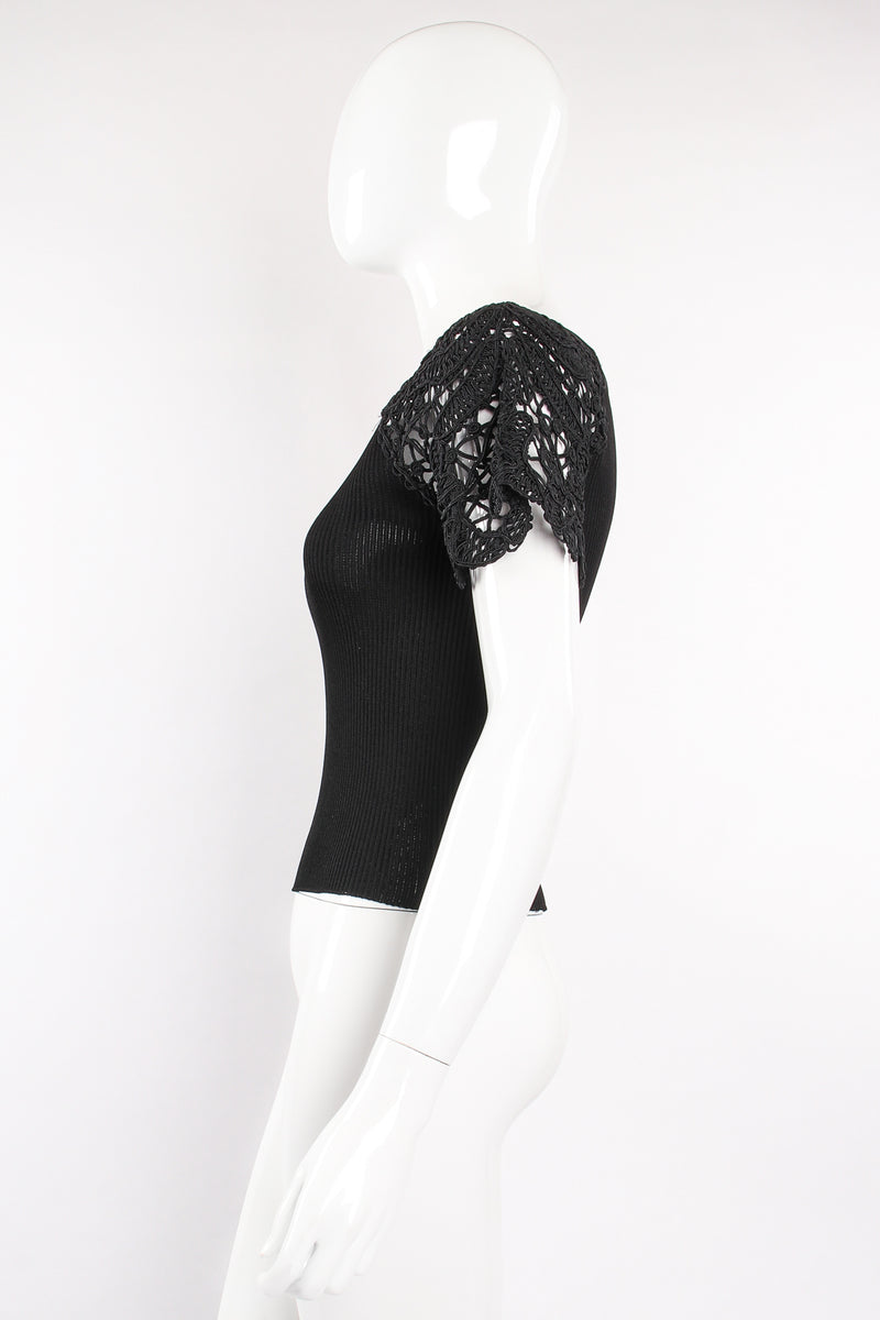 Vintage Christian Lacroix Corded Lace Ribbed Top on Mannequin side at Recess Los Angeles