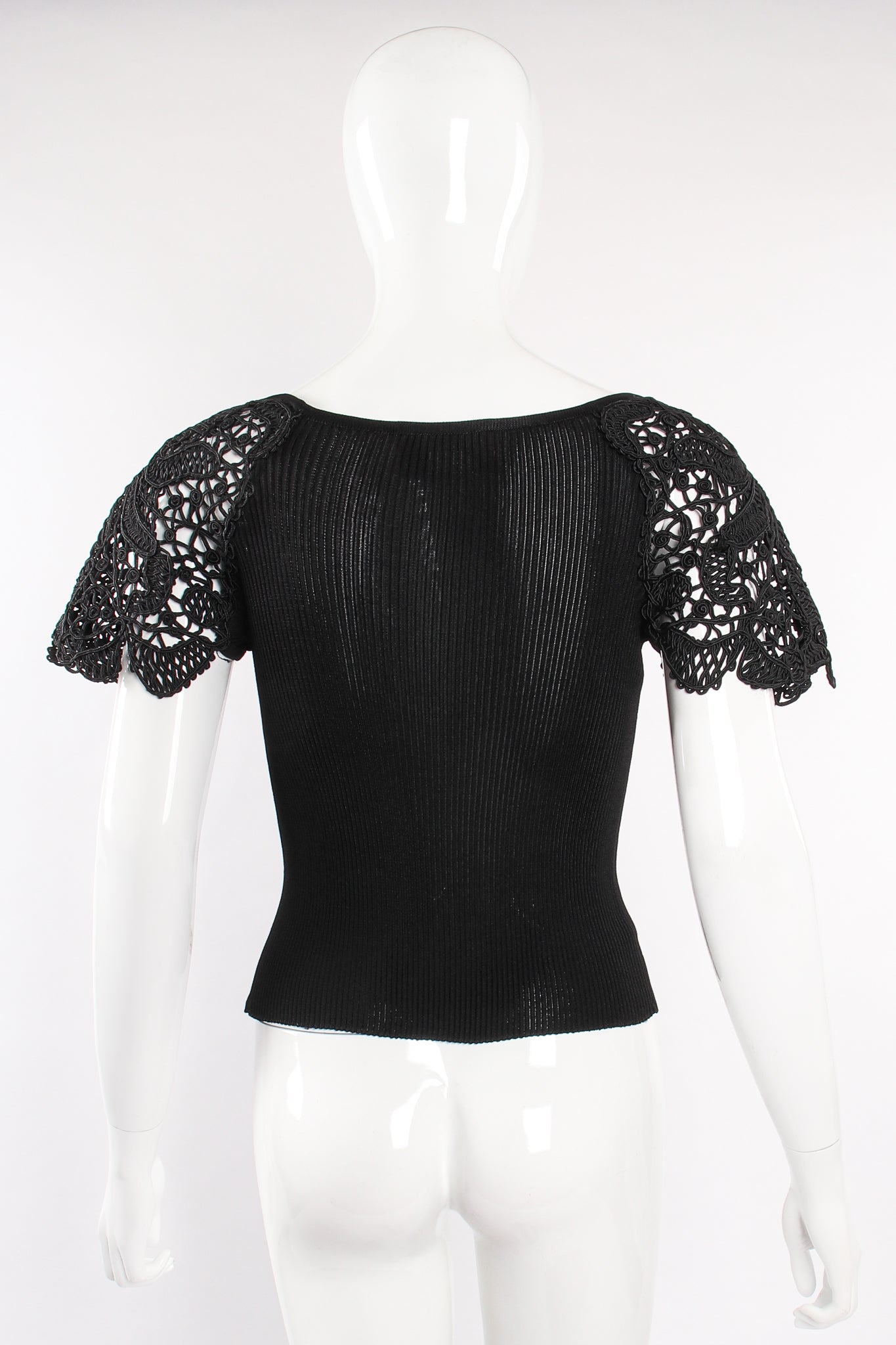Vintage Christian Lacroix Corded Lace Ribbed Top on Mannequin back at Recess Los Angeles