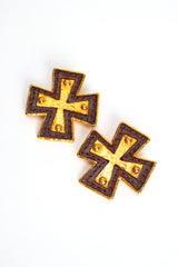 Vintage Christian Lacroix Leather Cross Earrings at Recess Los Angeles