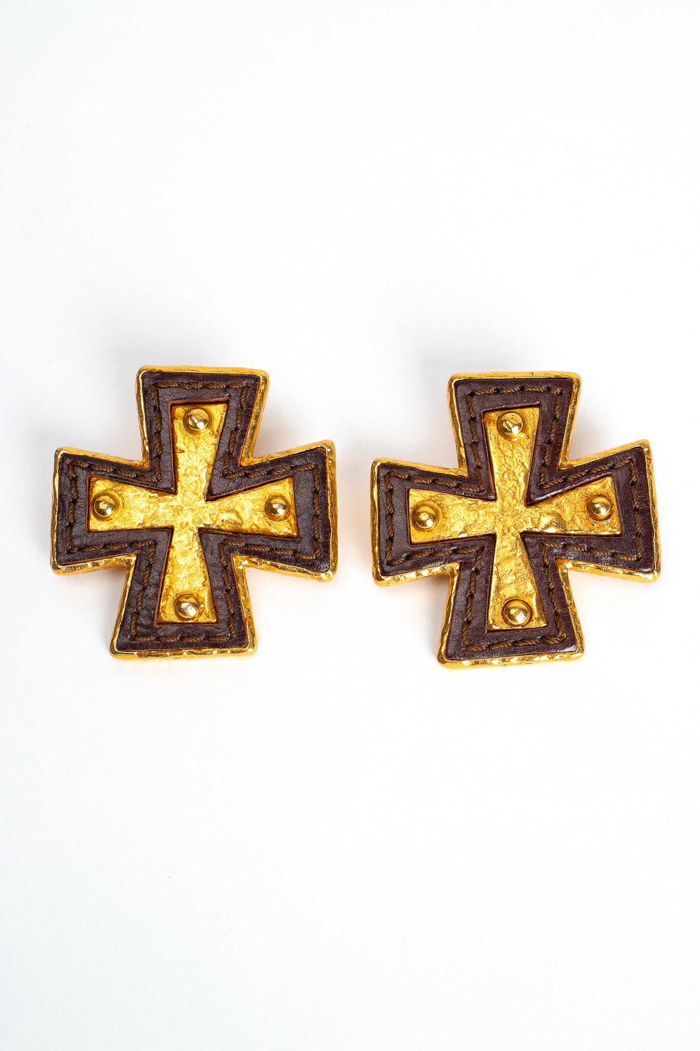 Vintage Christian Lacroix Leather Cross Earrings at Recess Los Angeles