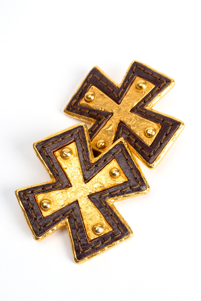 Vintage Christian Lacroix Leather Cross Earrings at Recess Los Angeles