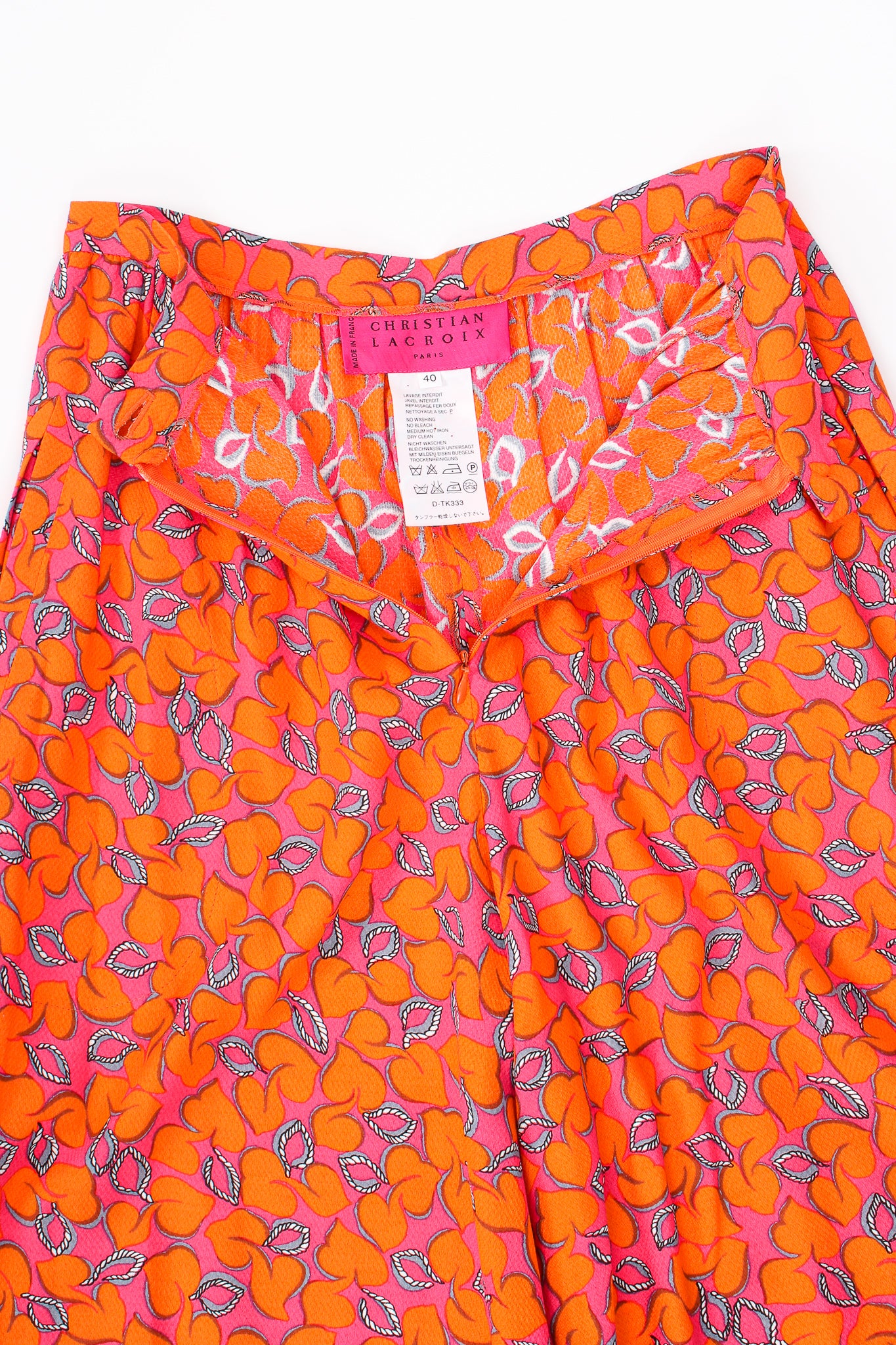 Vintage Christian Lacroix Hot Leaf Print Cropped Palazzo Pant fly at Recess LA