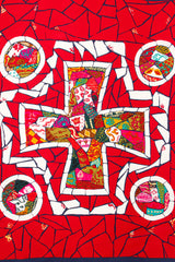 Vintage Christian Lacroix Mosaic Greek Cross Print Silk Scarf print detail at Recess Los Angeles