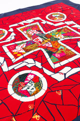 Vintage Christian Lacroix Mosaic Greek Cross Print Silk Scarf detail at Recess Los Angeles