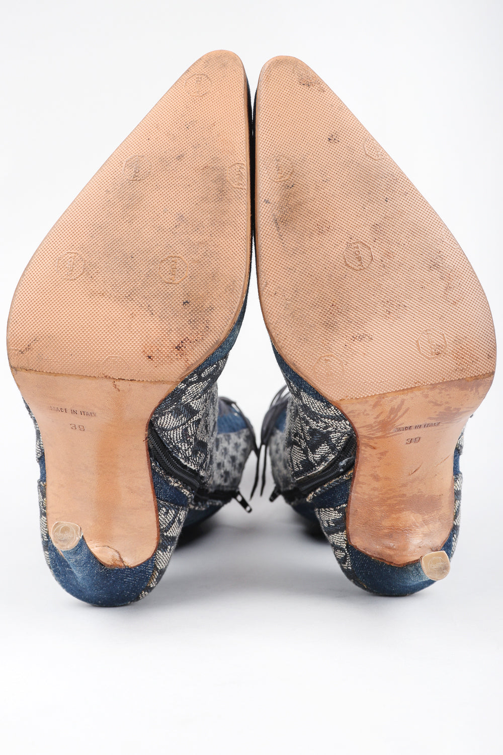 Recess Designer Consignment Vintage Christian Dior Tall Denim Monogram Boots Los Angeles Resale