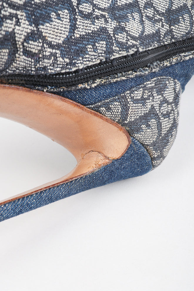 Recess Designer Consignment Vintage Christian Dior Tall Denim Monogram Boots Los Angeles Resale