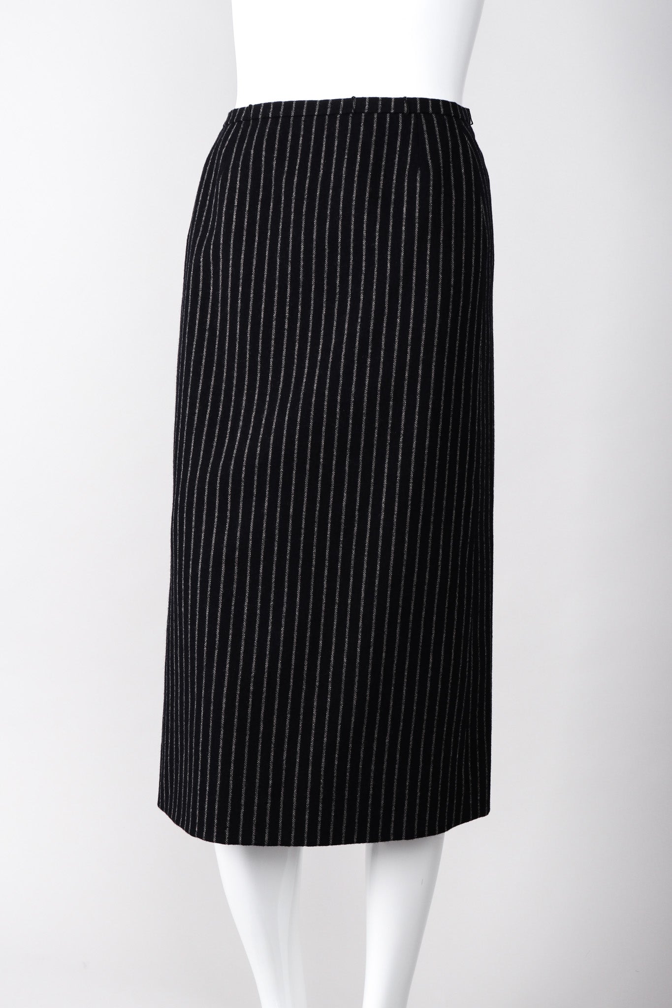 Recess Los Angeles Vintage Christian Dior Couture Jacket Skirt Set Navy Pinstripe Wool