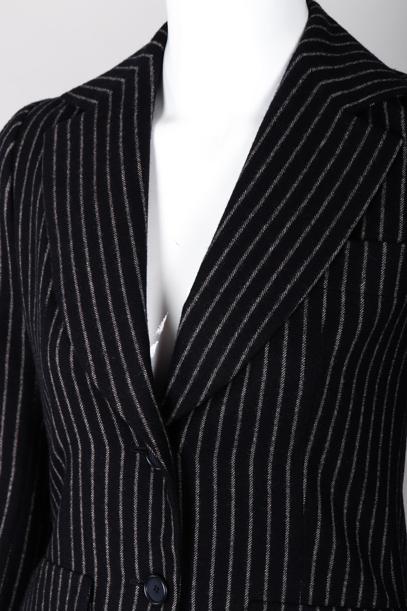 Recess Los Angeles Vintage Christian Dior Couture Jacket Skirt Set Navy Pinstripe Wool