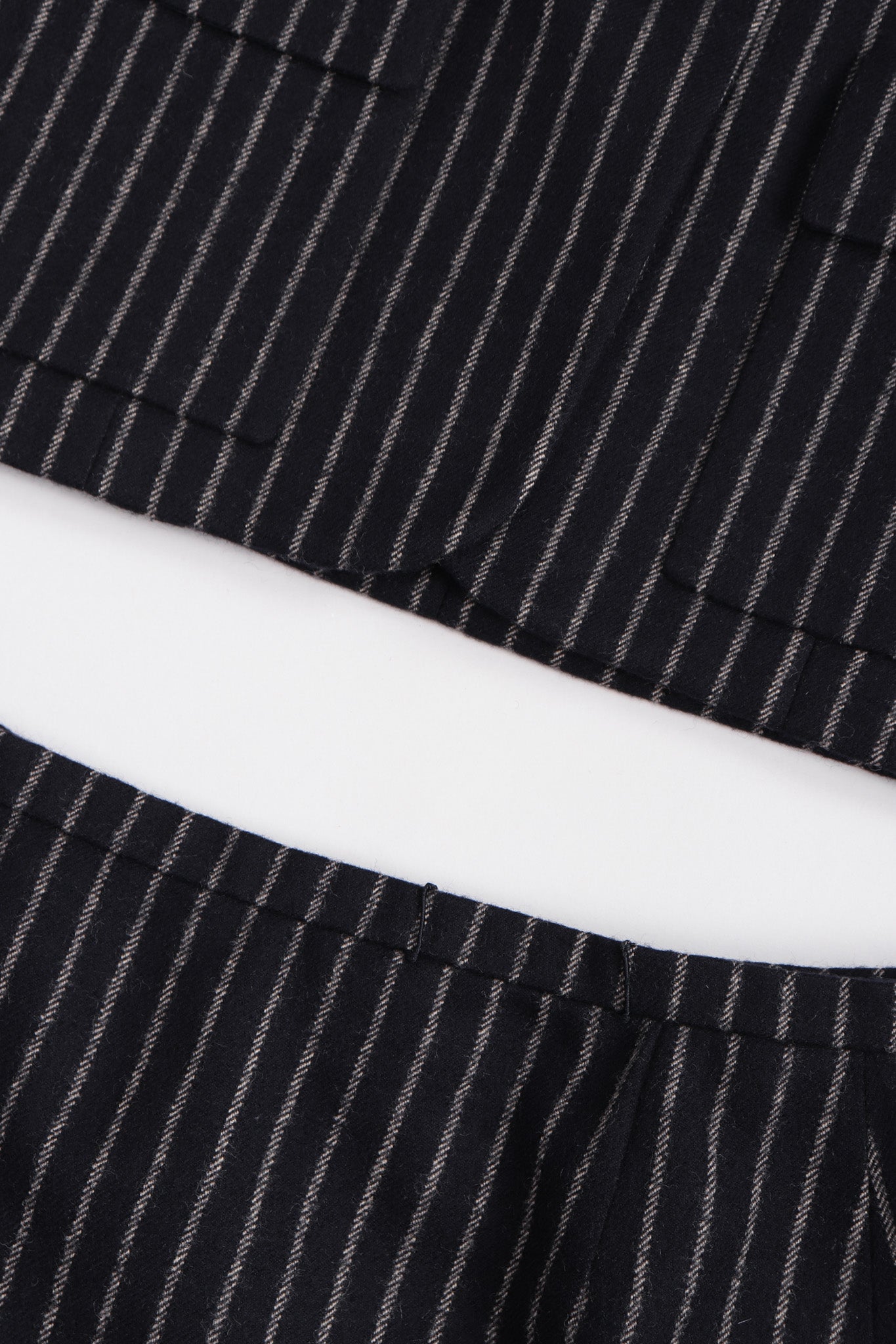 Recess Los Angeles Vintage Christian Dior Couture Jacket Skirt Set Navy Pinstripe Wool