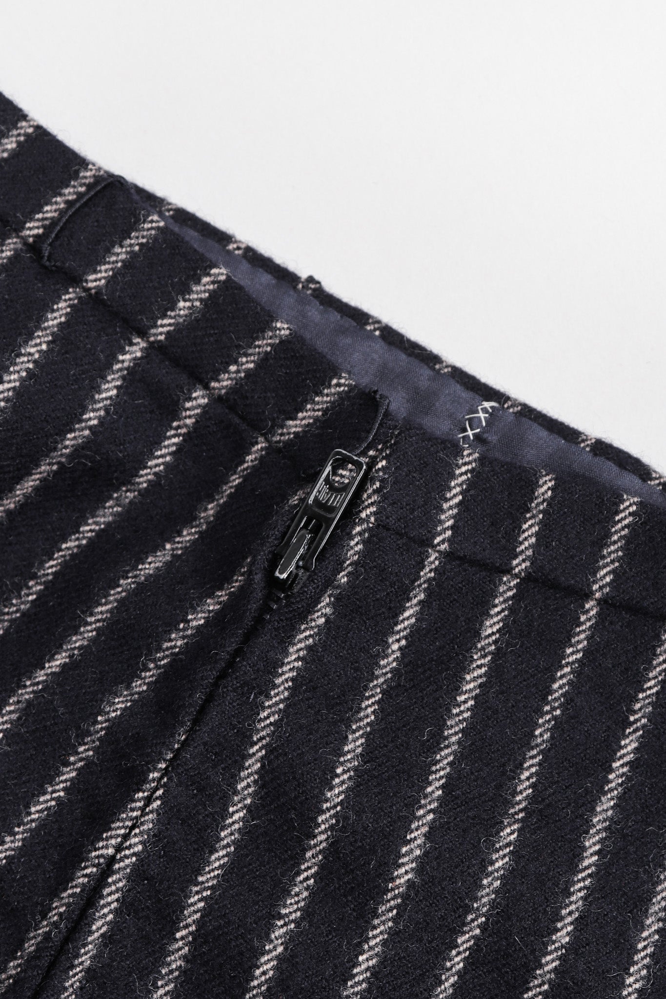 Recess Los Angeles Vintage Christian Dior Couture Jacket Skirt Set Navy Pinstripe Wool