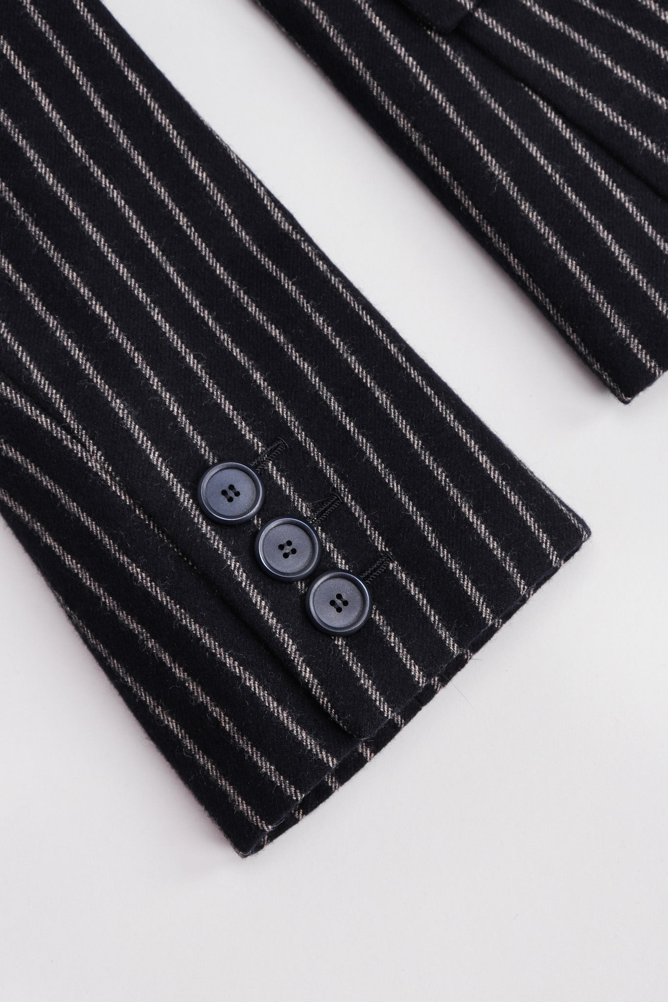 Recess Los Angeles Vintage Christian Dior Couture Jacket Skirt Set Navy Pinstripe Wool