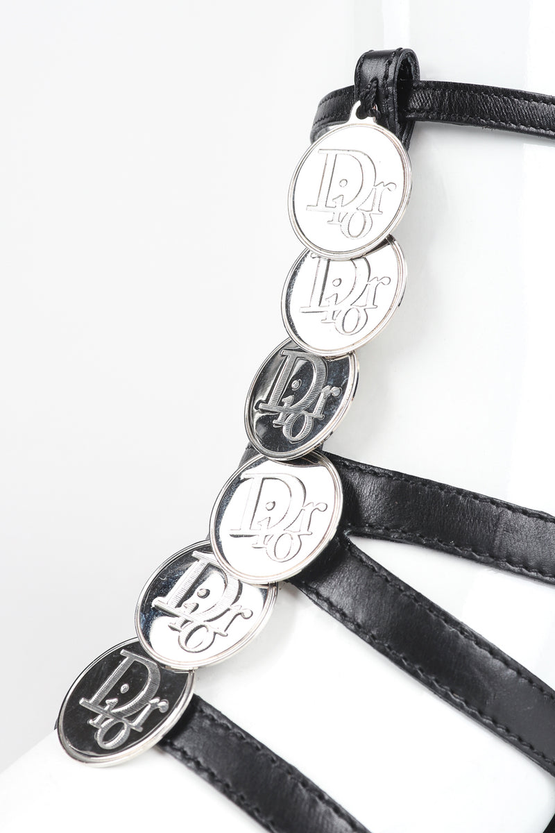 Recess Designer Consignment Vintage Christian Dior Strappy Monogram Logo Coin Heels Sandals Los Angeles Resale