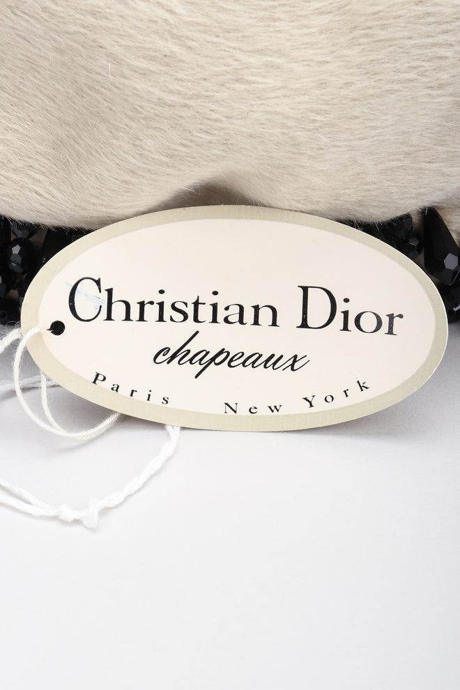 Recess Los Angeles Designer Consignment Vintage Christian Dior Beaded Beaver Fur Felt Puff Hat