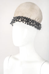 Recess Los Angeles Designer Consignment Vintage Christian Dior Beaded Beaver Fur Felt Puff Hat