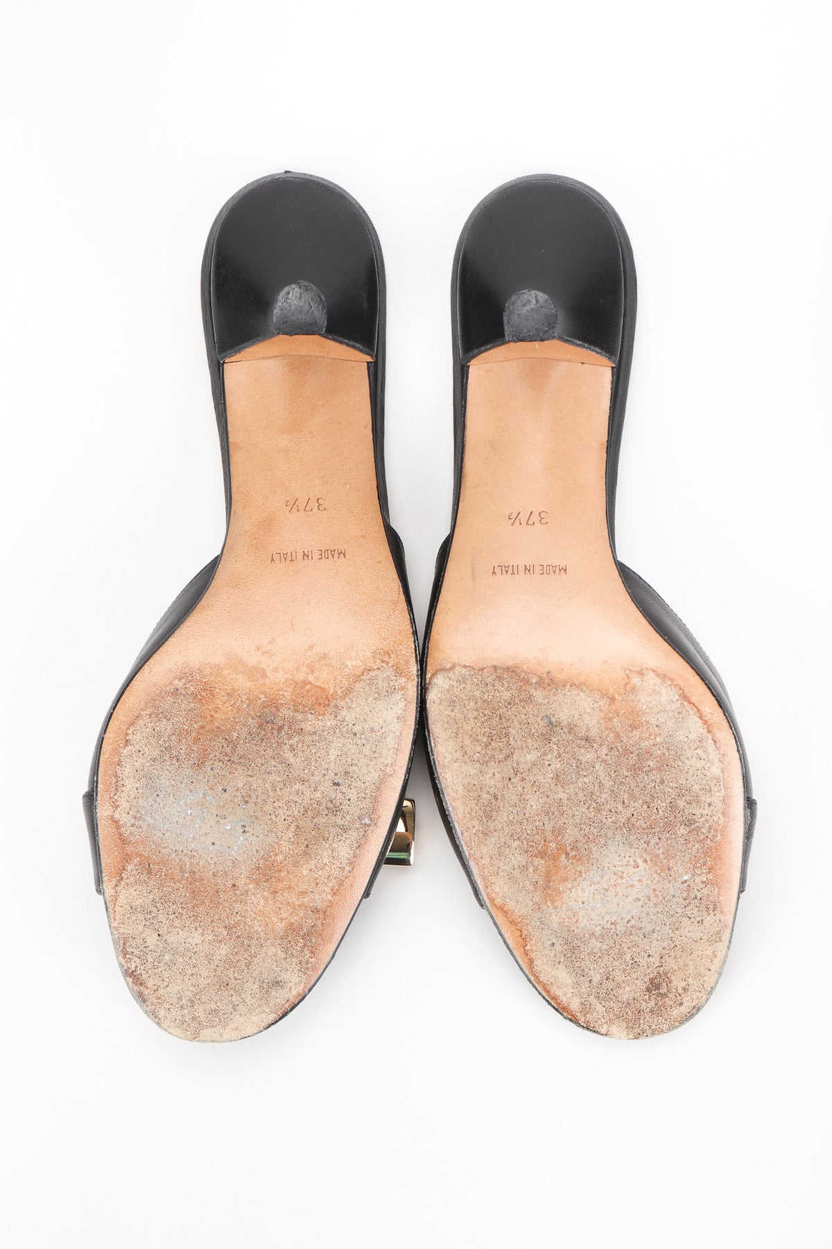 靴 Vintage Dior Key Buckle Heel Sandals Vintage Christian Dior Lock & Key Leather Kitten Heel Slide