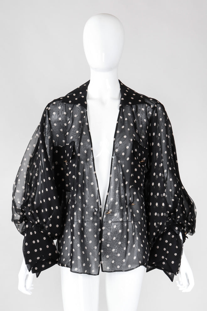 Recess Los Angeles Vintage Christian Dior bf Gianfranco Ferre Numbered Organza Dot Balloon Sleeve Blouse