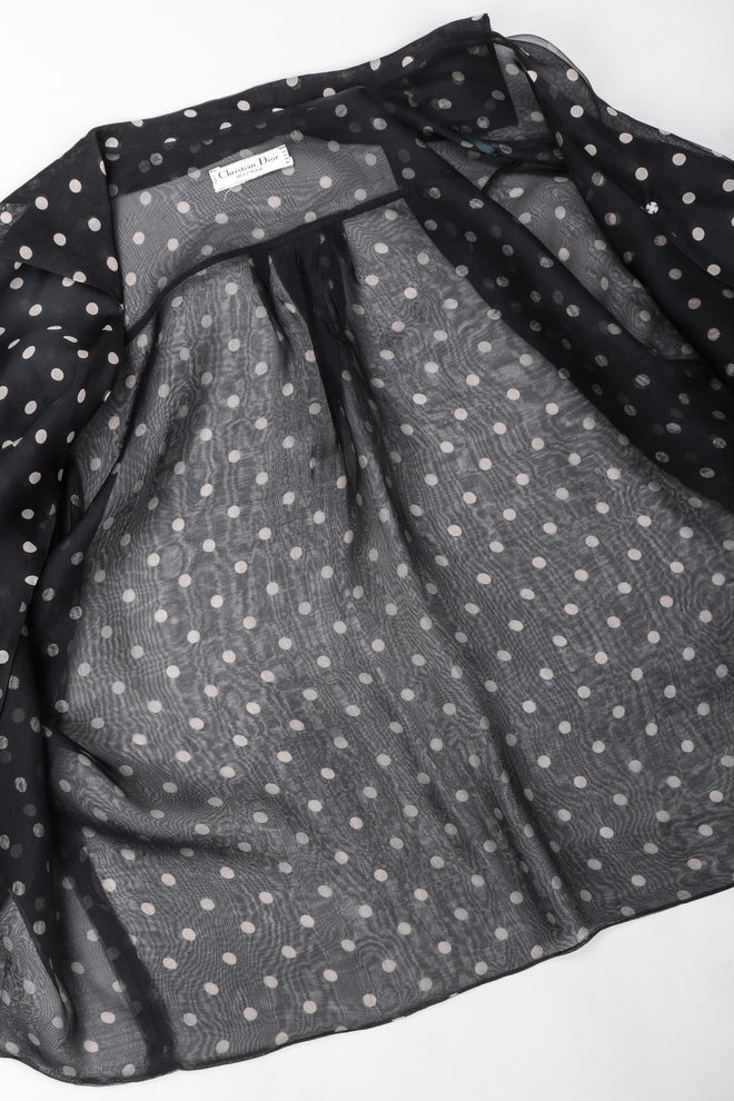 Recess Los Angeles Vintage Christian Dior by Gianfranco Ferre Numbered Organza Dot Balloon Sleeve Blouse