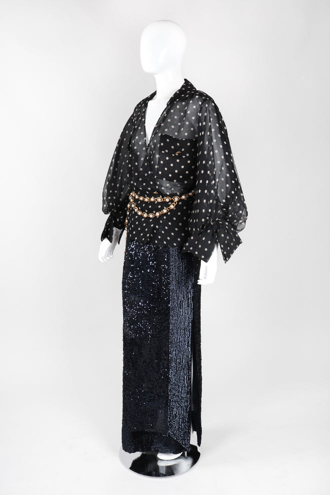 Recess Los Angeles Vintage Gianfranco Ferre Midnight Mini Sequin Chiffon Skirt