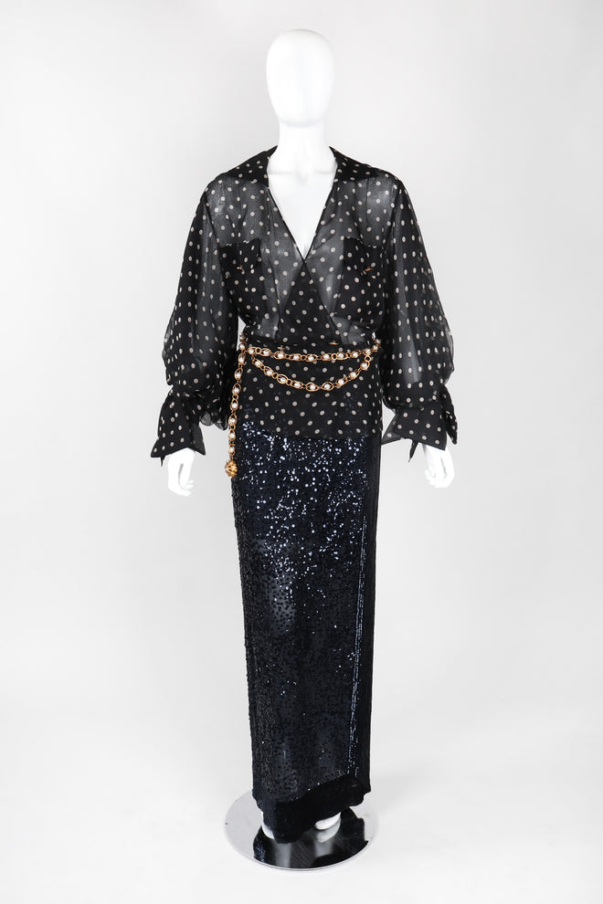 Recess Los Angeles Vintage Christian Dior by Gianfranco Ferre Numbered Organza Dot Balloon Sleeve Blouse