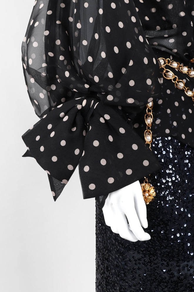 Recess Los Angeles Vintage Christian Dior by Gianfranco Ferre Numbered Organza Dot Balloon Sleeve Blouse