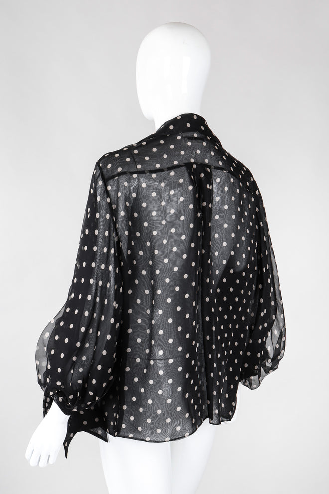 Recess Los Angeles Vintage Christian Dior by Gianfranco Ferre Numbered Organza Dot Balloon Sleeve Blouse