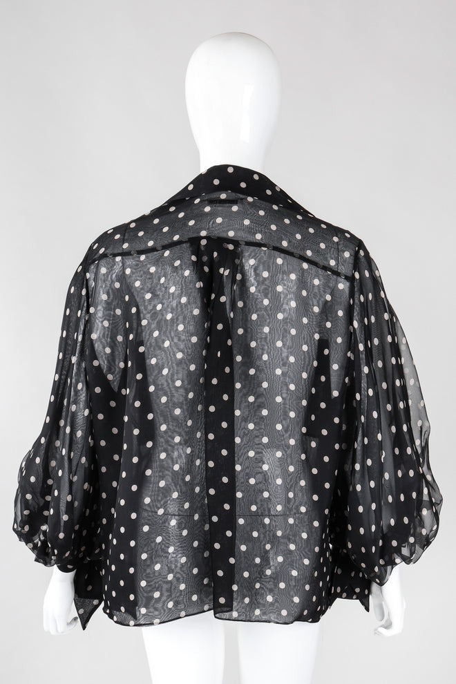 Recess Los Angeles Vintage Christian Dior by Gianfranco Ferre Numbered Organza Dot Balloon Sleeve Blouse