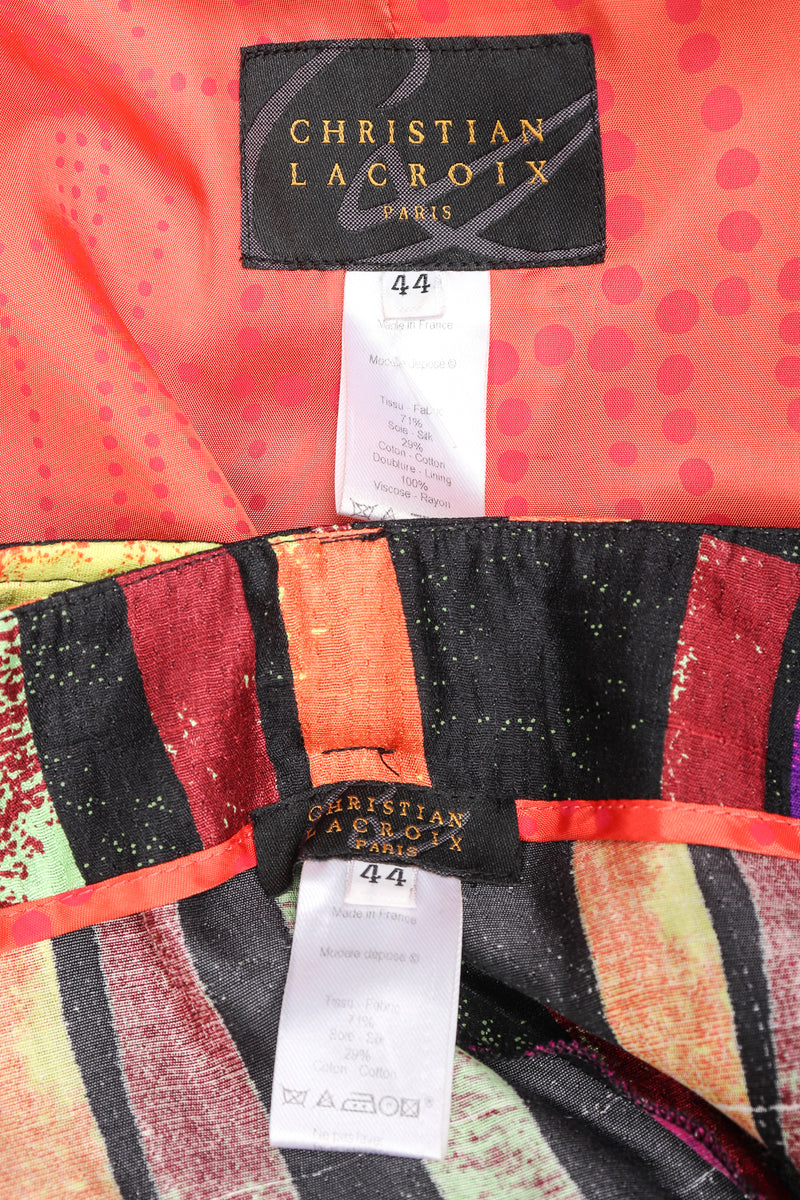 Recess Designer Consignment Vintage Christian Lacroix 90s Sponge Splatter Stripe Jacket & Pant Suit Set Los Angeles Resale
