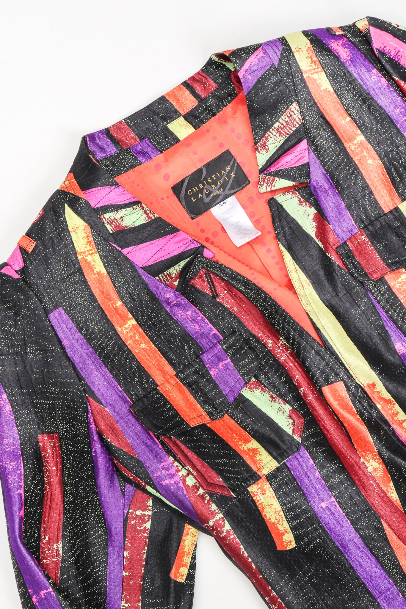 Recess Designer Consignment Vintage Christian Lacroix 90s Sponge Splatter Stripe Jacket & Pant Suit Set Los Angeles Resale