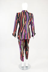 Recess Designer Consignment Vintage Christian Lacroix 90s Sponge Splatter Stripe Jacket & Pant Suit Set Los Angeles Resale