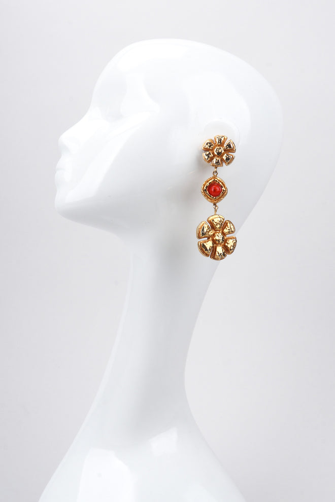 Recess Los Angeles Vintage 90s Christian Lacroix Golden Daisy Drop Shoulder Duster Earrings