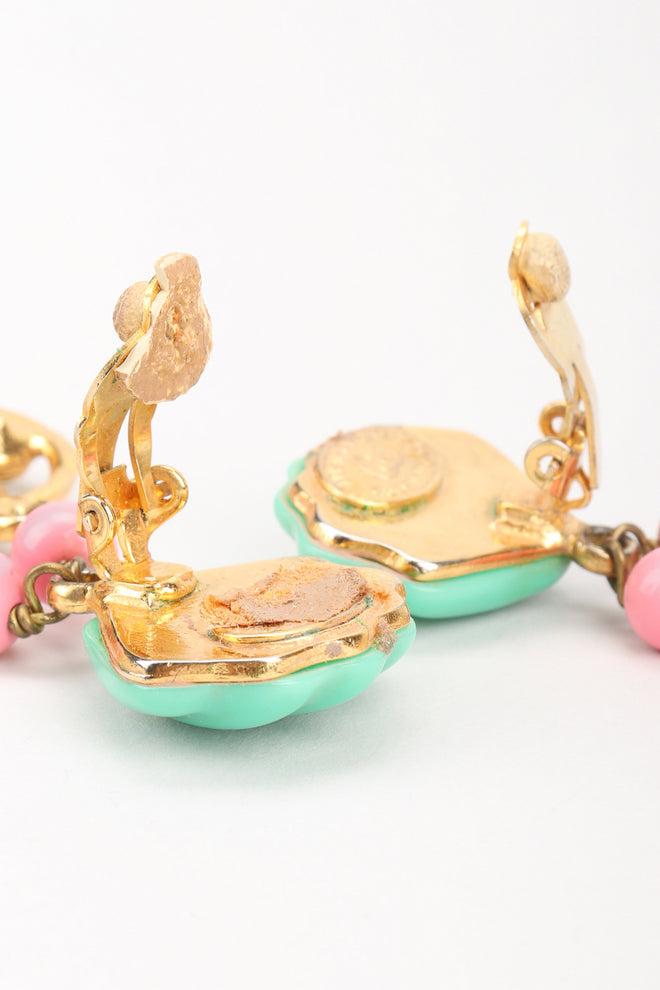 Recess Los Angeles Designer Consignment Resale Recycling Vintage Christian Lacroix Mermaid Shell Crystal Heart Drop Earrings