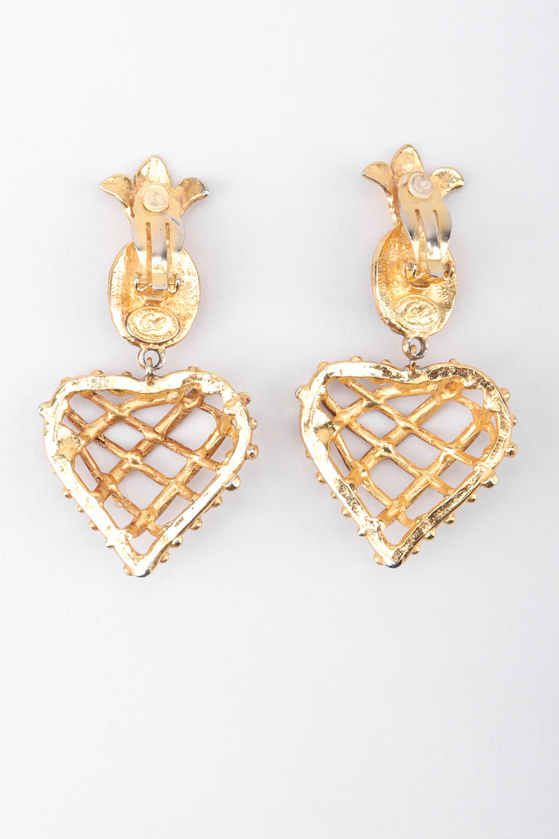 Recess Los Angeles Vintage Christian Lacroix Woven Pineapple Heart Crown Earrings