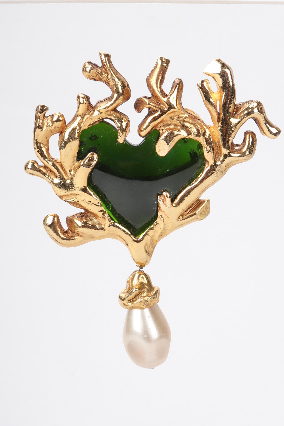 Vintage Christian Lacroix Baroque Sea Glass Coral Branch Heart